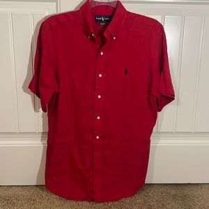 Ralph Lauren Cherry Red Short Sleeve Shirt Classic Fit Medium